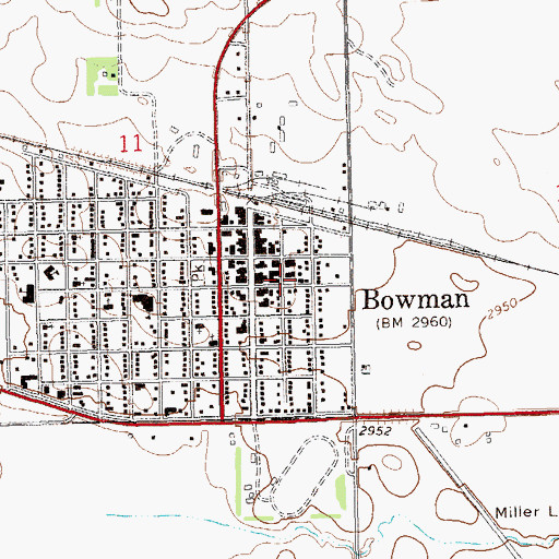 Topographic Map of Bowman Post Office, ND