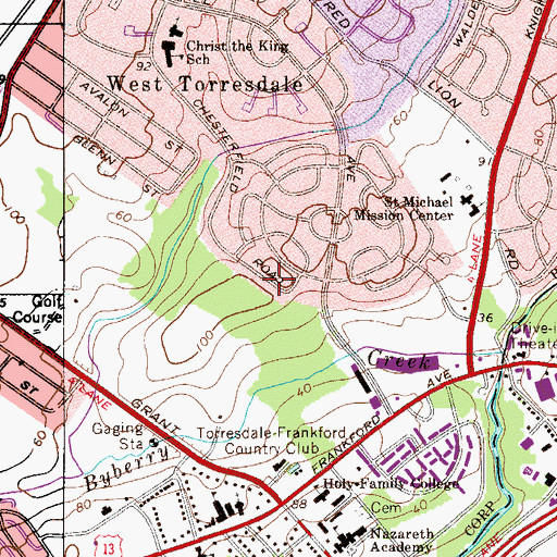 Topographic Map of Mitchell Playground, PA