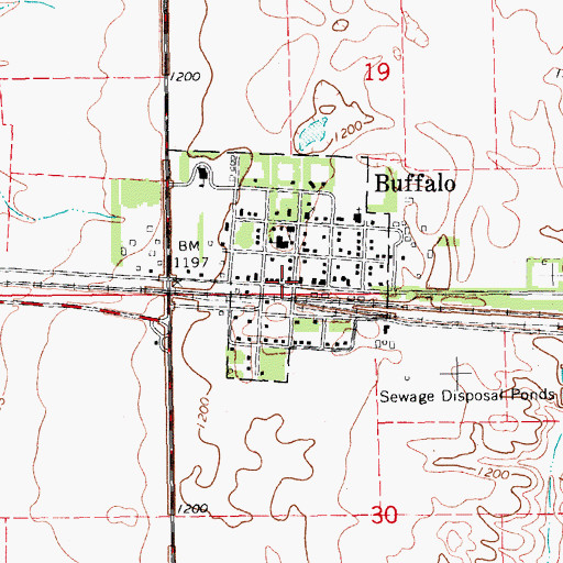 Topographic Map of Buffalo Post Office, ND