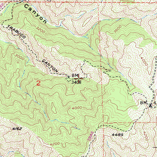 Topographic Map of Trabuco Canyon Trail, CA