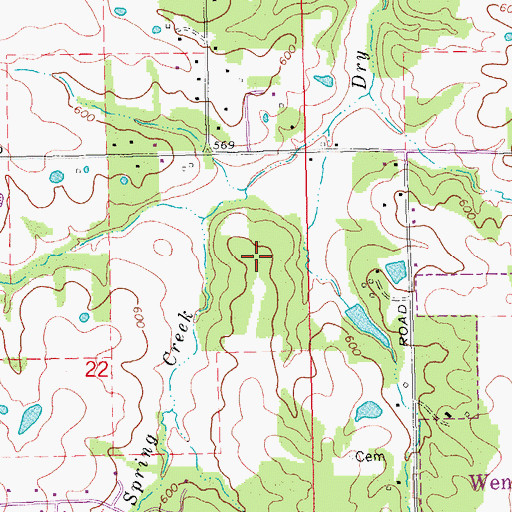 Topographic Map of Woodlands at Bear Creek, MO