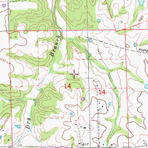 Topographic Map of Great Oaks, MO