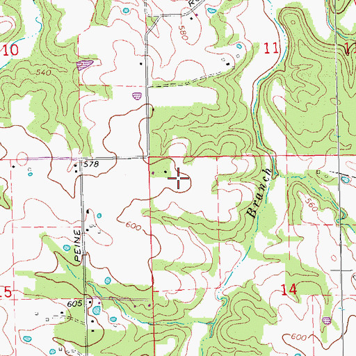 Topographic Map of Peine Woods, MO