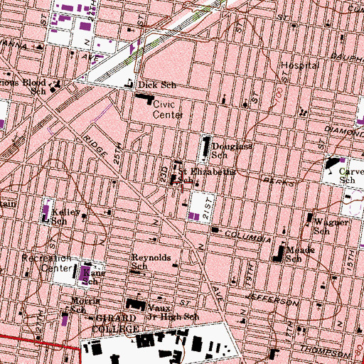 Topographic Map of Montgomery and Croskey Playground, PA