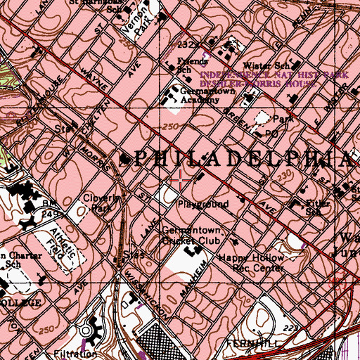 Topographic Map of Newhall Park, PA