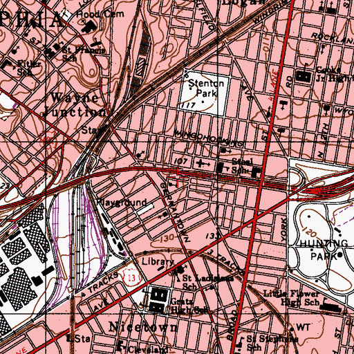 Topographic Map of Nicetown Park, PA