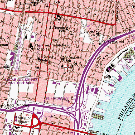 Topographic Map of Northern Liberties Recreation Center, PA