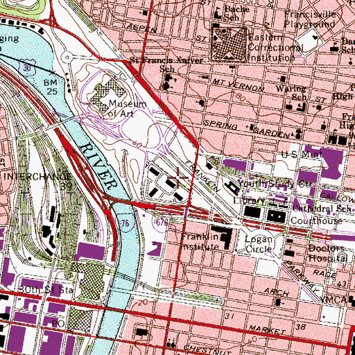Topographic Map of Park Towne, PA