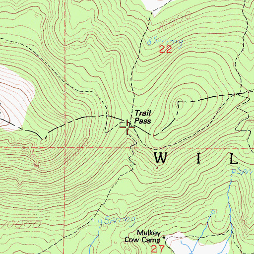 Topographic Map of Trail Pass, CA