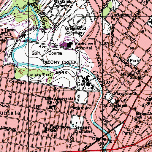 Topographic Map of Piccoli Playground, PA