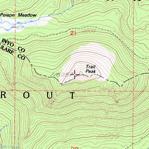 Topographic Map of Trail Peak, CA