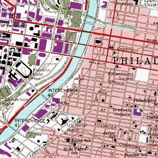 Topographic Map of Schuylkill River Park, PA