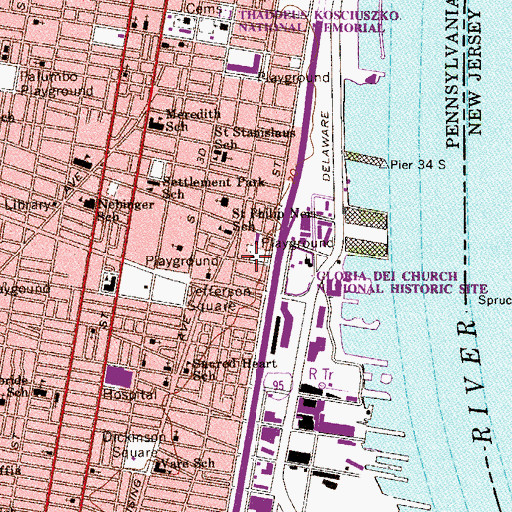 Topographic Map of Shot Tower Playground, PA
