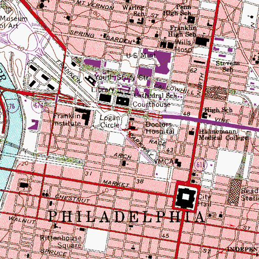 Topographic Map of Sisters City Square, PA