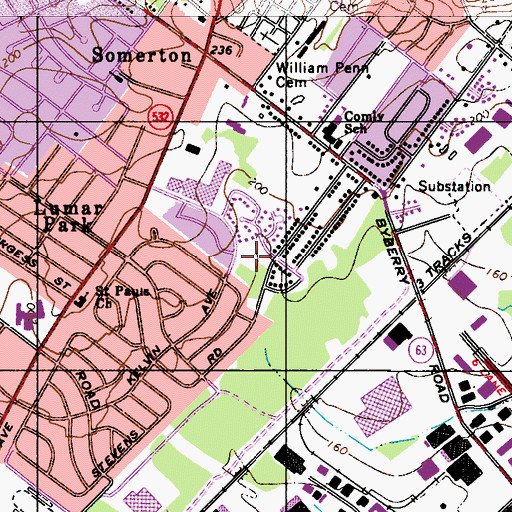 Topographic Map of Somerton Woods, PA