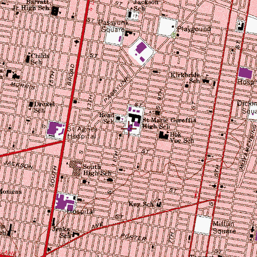 Topographic Map of Tolentine Community Park, PA