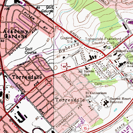 Topographic Map of Torresdale Playground, PA