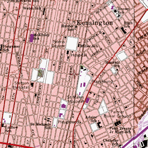 Topographic Map of Towey Playground, PA
