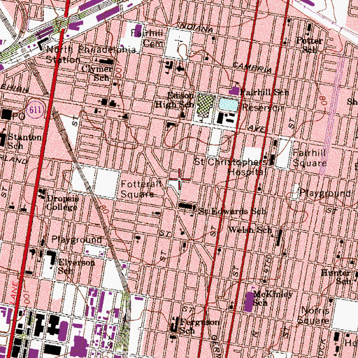 Topographic Map of Veterans Playground, PA