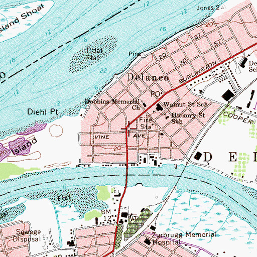 Topographic Map of Vine Street Park, PA