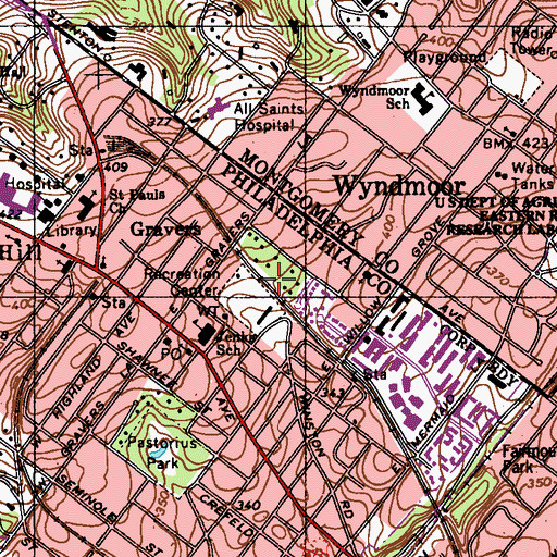 Topographic Map of Water Tower Recreation Center, PA