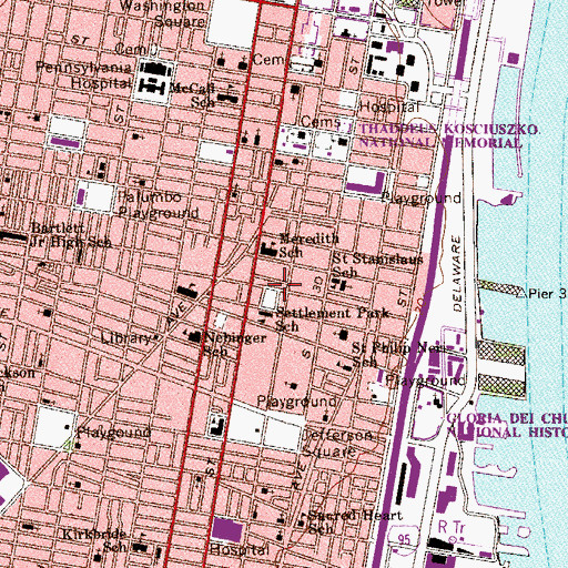 Topographic Map of Weccacoe Playground, PA