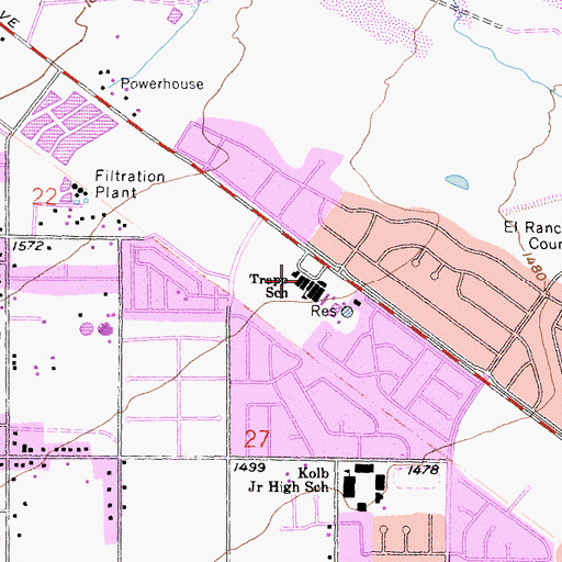 Topographic Map of Trapp Elementary School, CA