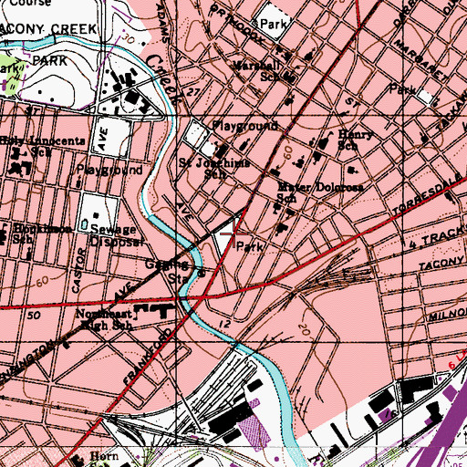 Topographic Map of Womrath Park, PA