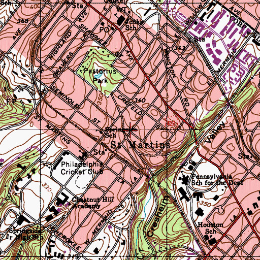 Topographic Map of Woodward Pines Park, PA