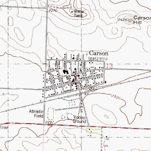 Topographic Map of Carson Post Office, ND