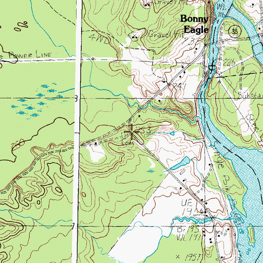 Topographic Map of Bonny Eagle Cemetery, ME