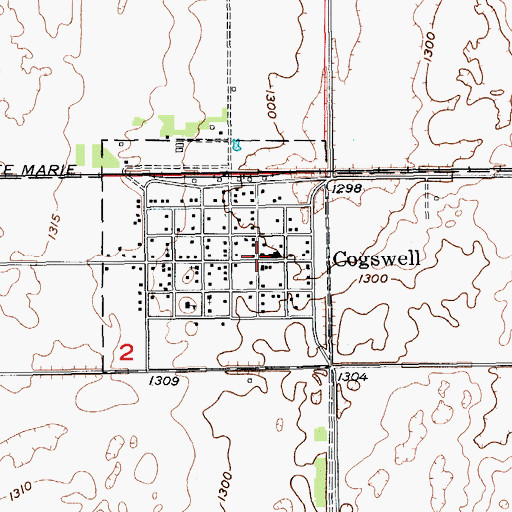 Topographic Map of Cogswell Post Office, ND