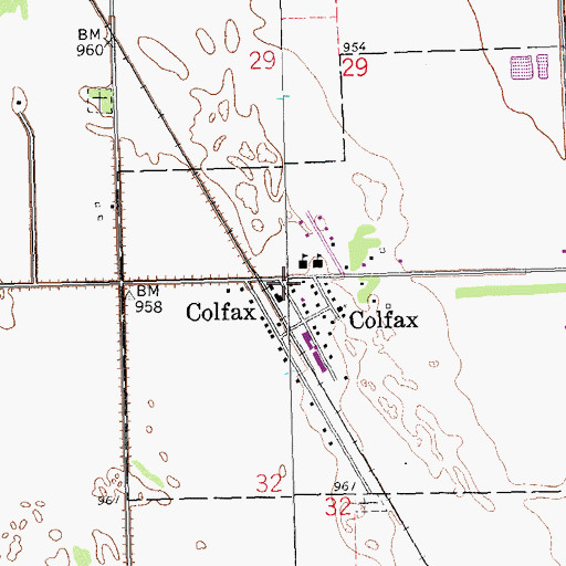 Topographic Map of Colfax Post Office, ND