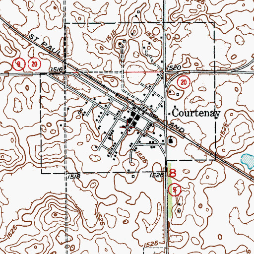 Topographic Map of Courtenay Post Office (historical), ND