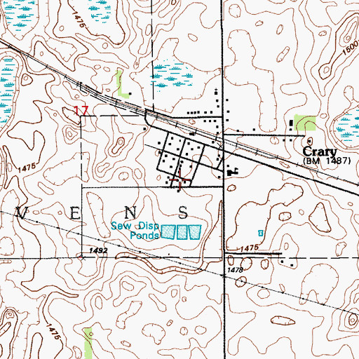 Topographic Map of Crary Post Office (historical), ND