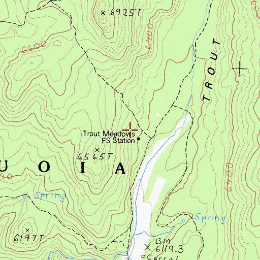 Topographic Map of Trout Meadows Forest Service Station, CA