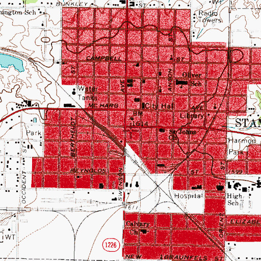 Topographic Map of Grand Theatre, TX