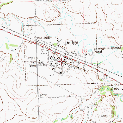 Topographic Map of Dodge Post Office, ND