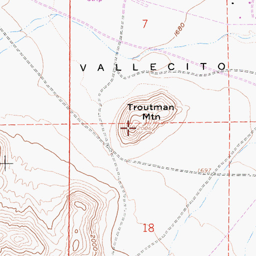 Topographic Map of Troutman Mountain, CA