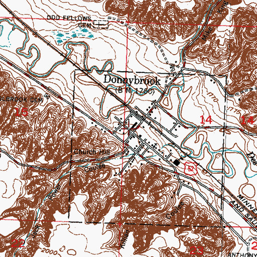 Topographic Map of Donnybrook Post Office, ND