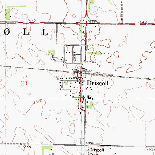 Topographic Map of Driscoll Post Office (historical), ND