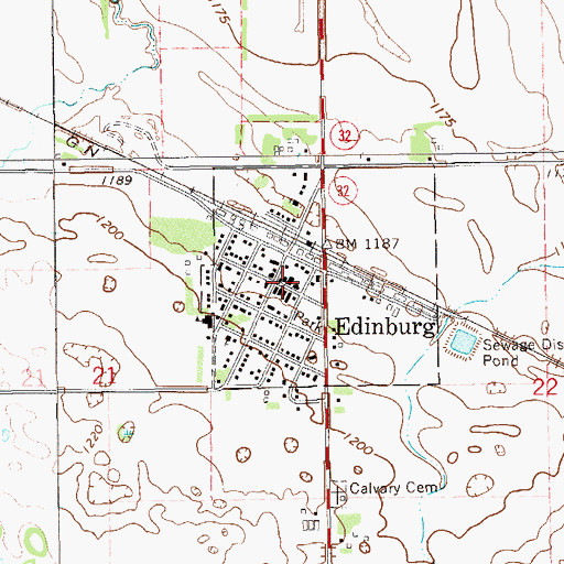 Topographic Map of Edinburg Post Office, ND