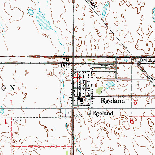 Topographic Map of Egeland Post Office, ND