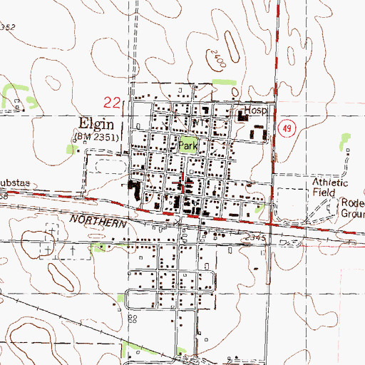Topographic Map of Elgin Post Office, ND