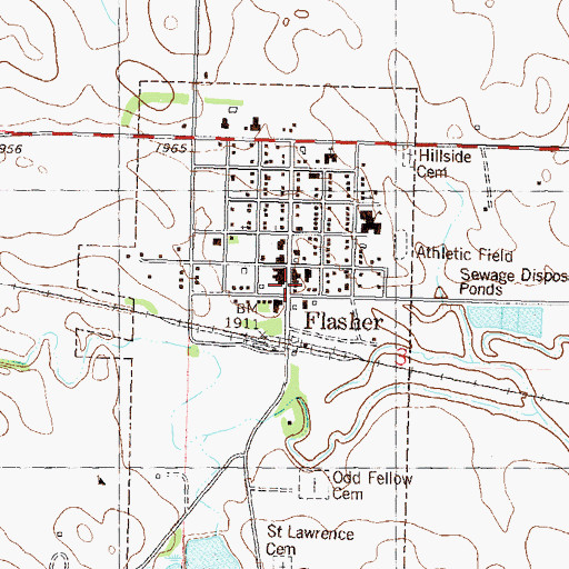 Topographic Map of Flasher Post Office, ND