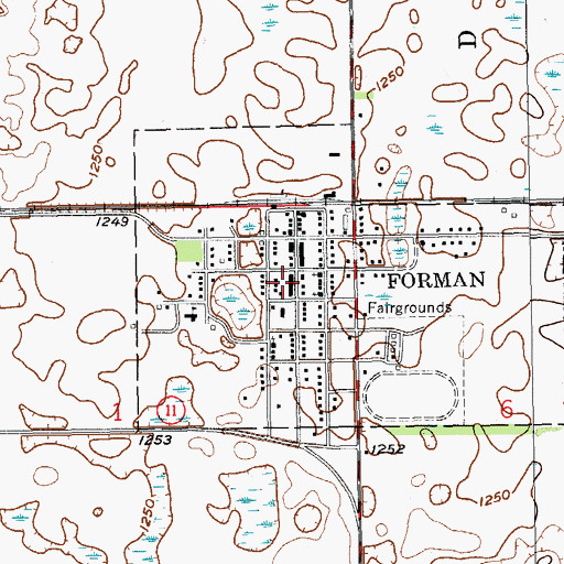 Topographic Map of Forman Post Office, ND