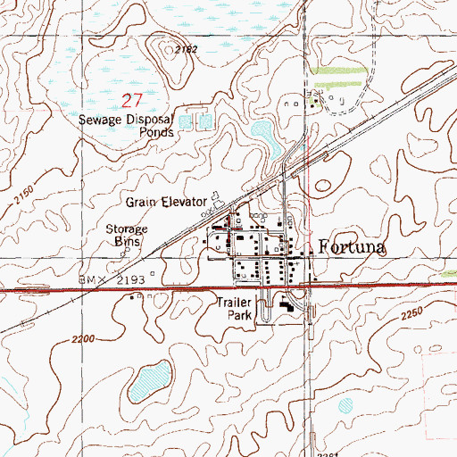 Topographic Map of Fortuna Post Office, ND