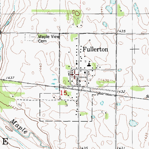 Topographic Map of Fullerton Post Office, ND