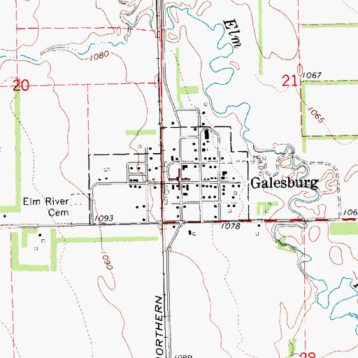 Topographic Map of Galesburg Post Office, ND