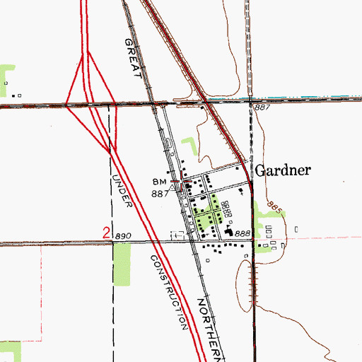 Topographic Map of Gardner Post Office, ND